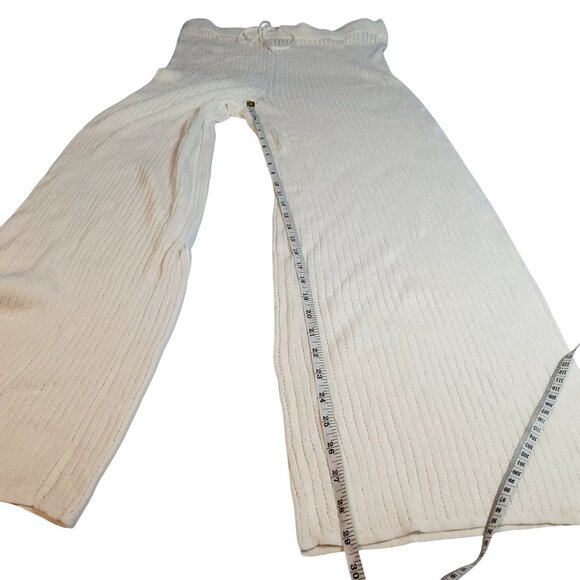 Wide-Leg Ribbed Knit Ivory Lounge Pants Siz XXL With Drawstring Waist Wild Fable - Picture 6 of 7
